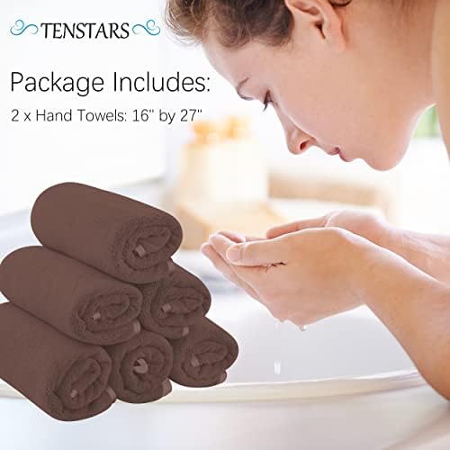 TENSTARS Silk Hemmed Microfiber Bath Towels - 16x28 Inch Set of 6