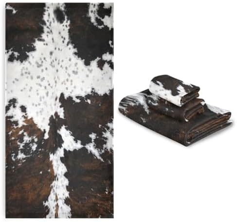 COVASA 3 Piece Cow Print Towel Set