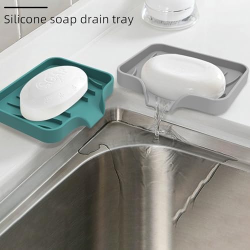 Silicone Soap Dish Self-Draining Holder - Durable Elegant Black