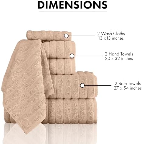 Classic Turkish Towels CTT 6-Piece Set Almond Beige