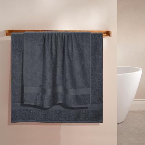 BOUTIQUO 2 Pack Oversized Cotton Bath Towels - Charcoal Grey