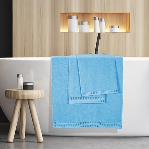 Malloni Home Cotton Bath Towel Set 28x55 Sky Blue 2 Pack