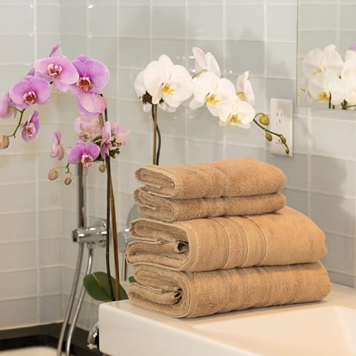 Mosobam Luxury Turkish 4pc Towel Set - Light Taupe