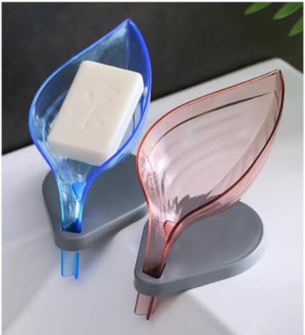 FABEILAI Leaf-Shaped Soap Holder with Suction Cup Pink