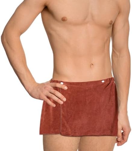 Men Boys Adjustable Microfiber Bath Towel Wrap Brown