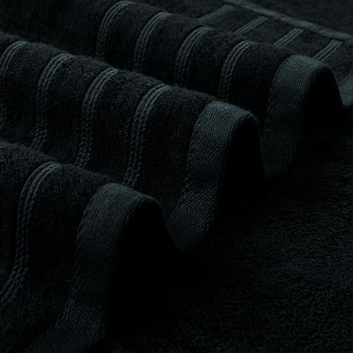 Avalon Towels Set of 4 30 x 60 Inches Soft Bath Towels Black