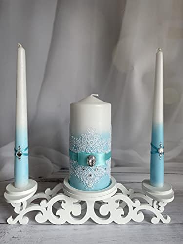 Unity Candle Set for Wedding - Turquoise