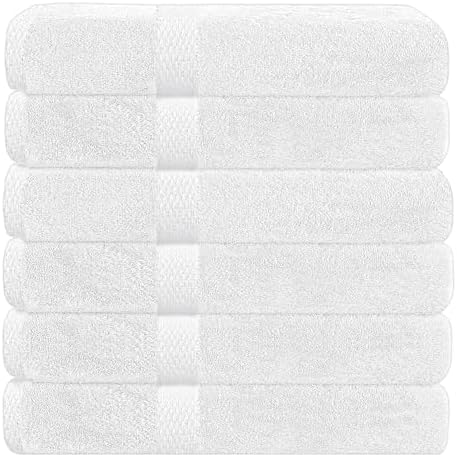 Linteum Textile Supply White Bath Towel Set of 6