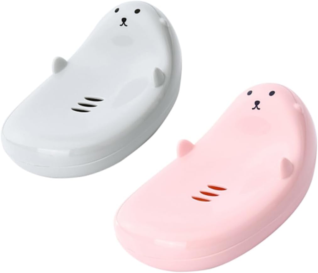 BRIGHTFUFU Cartoon Design Soap Dish Double Draining Holder