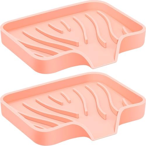 Spofit 2PCS Self Draining Soap Holder with Non-Slip Design Pink