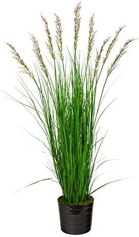 Nearly Natural 6ft Grass Artificial Plant in Black Tin Planter