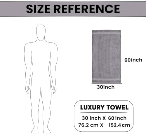 Organix Luxury 4 Pack Bath Towels Dark Grey 30x60 Inches