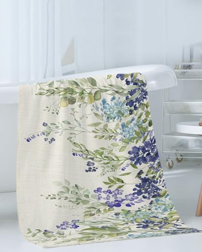 Smile Sunflower 3-Piece Bath Towel Set Wisteria Pattern Linen Texture