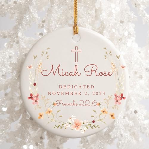 Personalized Baby Dedication Porcelain Ornament