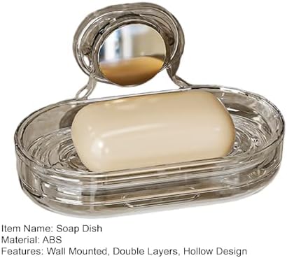 Loyliawa Wall Mount Soap Dish Double Layer Hollow Quick Drain Black