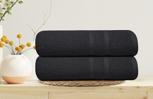 Looperry 6 Pack Small Black Bath Towels - 100 Cotton 23x46