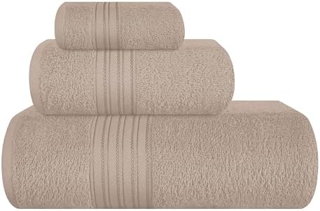BOUTIQUO Ultra Soft 3 Pack Cotton Towel Set - Tan 1