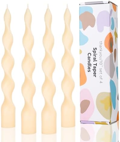 98 Inch Ivory Spiral Taper Candles Set of 4