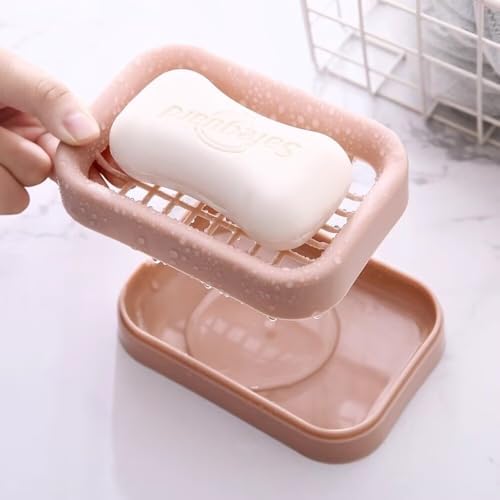 Travel Soap Dish with Lid - Portable Bamboo Soap Holder - Pink