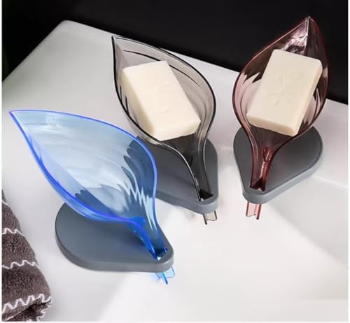 FABEILAI Leaf-Shaped Soap Holder with Suction Cup Pink