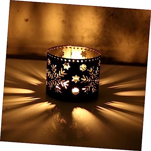 Unique Iron Christmas Candle Holder with Snowflake Pattern