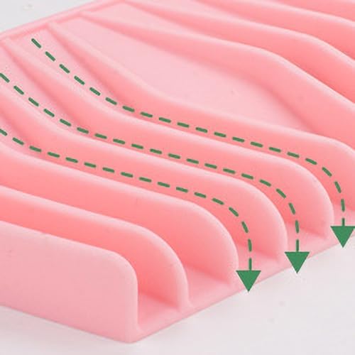 Flexible Silicone Soap Dish with Waterfall Drainage Non-Slip Multifunctional Organizer
