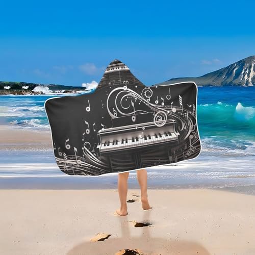 CHIFIGNO Personalized Musical Piano Notes Toddler Baby Bath Towel