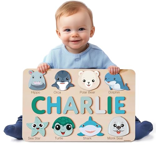 Nevandora Personalized Wooden Name Puzzle for Toddlers