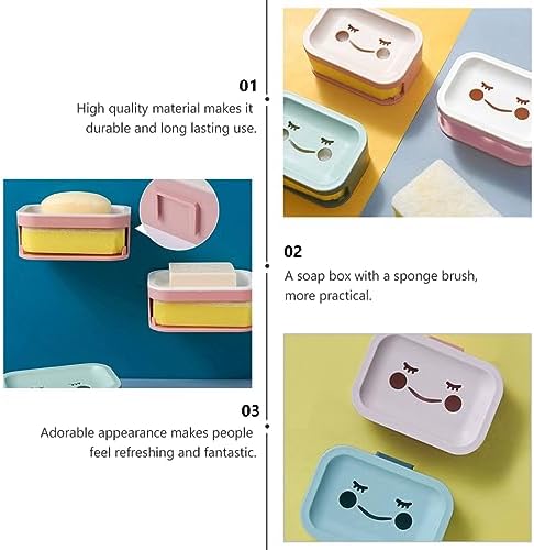 LAPYAPPE Double Layer Wall Mounted Soap Box with Sponge Brush