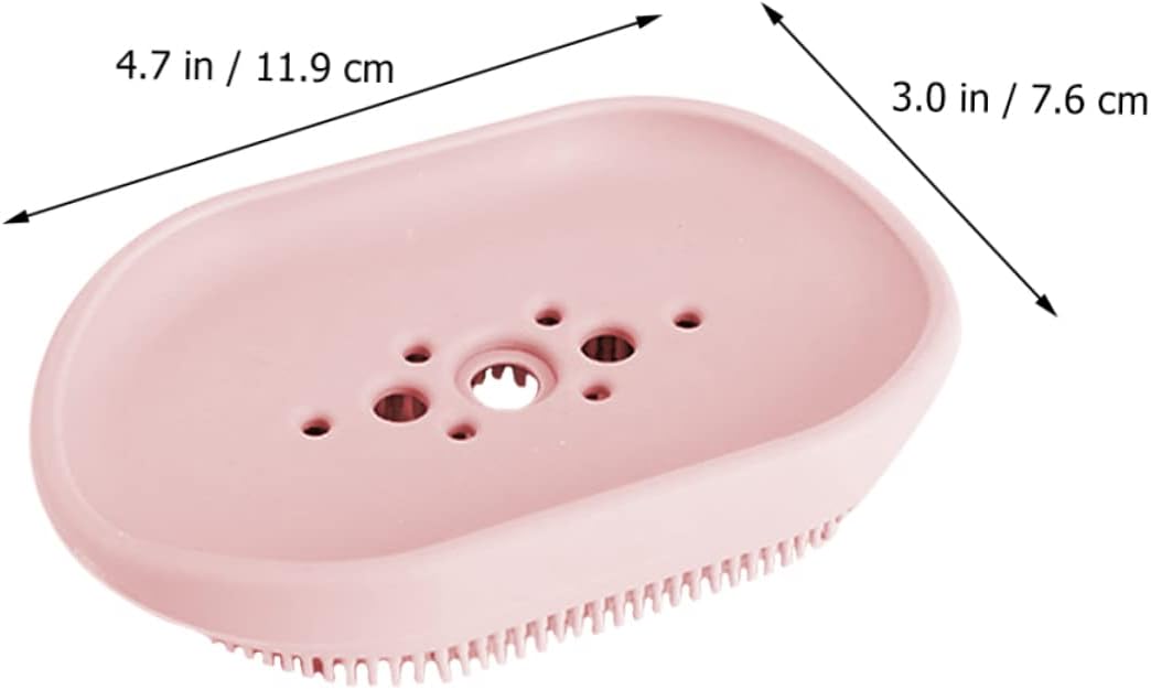 Self Draining Silicone Soap Dish with Brush Holder