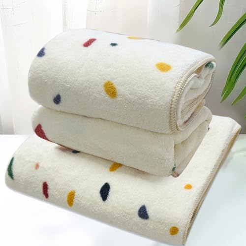 USTIDE 3 Piece Towels Set Multicolor Dots Pattern