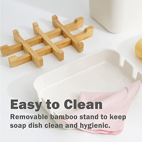 TRIIFON Bamboo Soap Dish with Drainage Frame