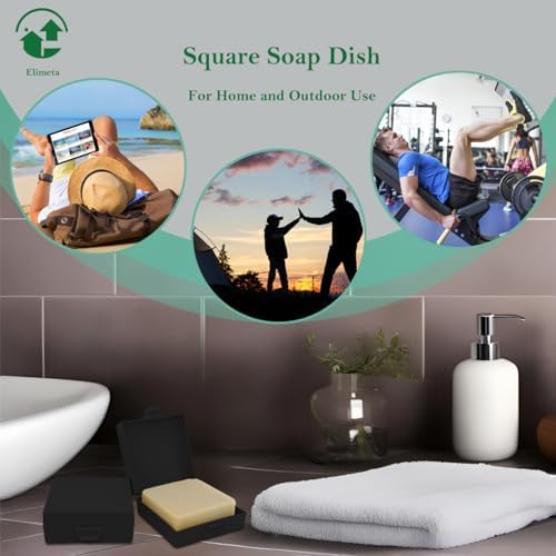 Elimeta Travel Soap Container Square 4 Pack Black 1