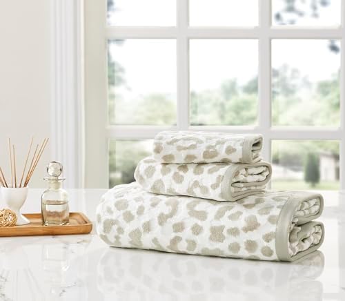Leopard Print 3-Piece Bath Towel Set Tan