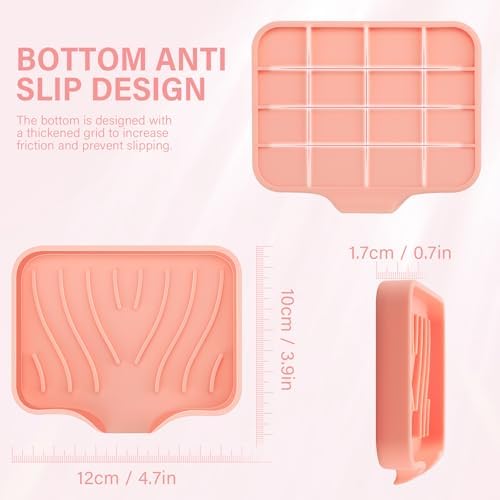 Spofit 2PCS Self Draining Soap Holder with Non-Slip Design Pink