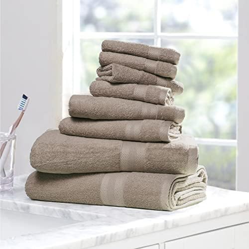BOUTIQUO 8-Piece Towel Set - Hotel Spa Quality Tan