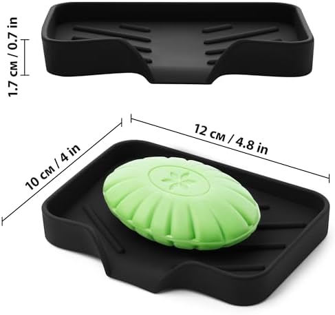 Black Silicone Soap Dish Tray for Kitchen Sink