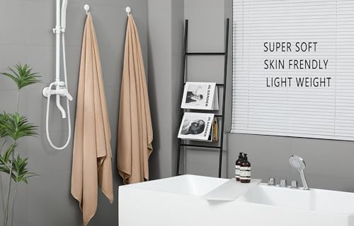 YTYC Oversized Bath Towels 39x78 Inch Beige 2 Piece