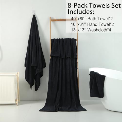 Feyocn 8 Pack Towel Set Gray Oversized Bath Towels