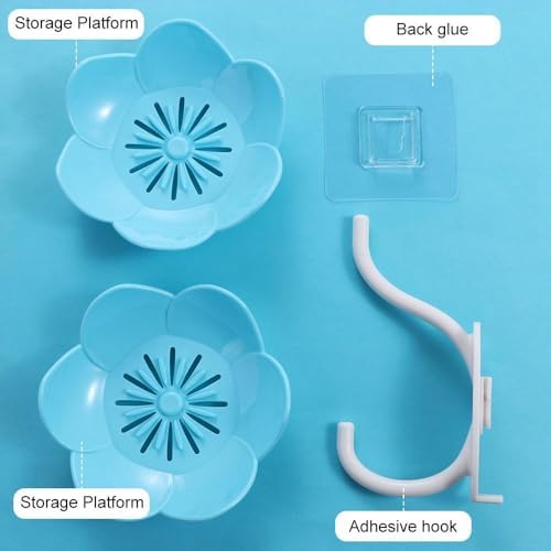 Double Layer Lotus Flower Soap Tray with Non-Slip Design Pink