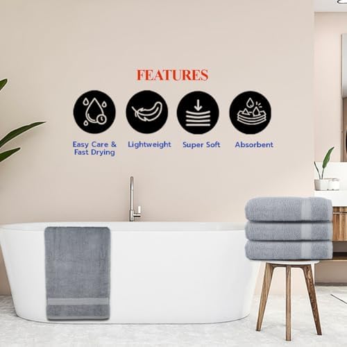 Textila Bath Towels - 30x60 Inch Pack of 4 Light Grey 1