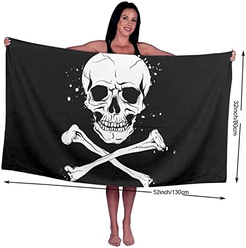 Crossbones Pirate Flag Microfiber Bath Towel - Unisex Quick Drying Beach Travel Towel