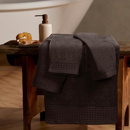 GLAMBURG Ultra Soft 3 Pack Cotton Towel Set Chocolate Brown