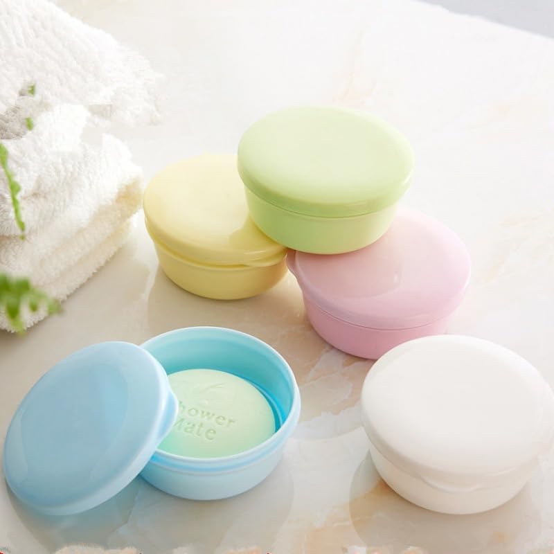 KDUPUP Round Plastic Soap Holder Travel 2PCS