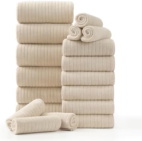 Hailea 18 Piece Family Bath Towel Set - Beige 1