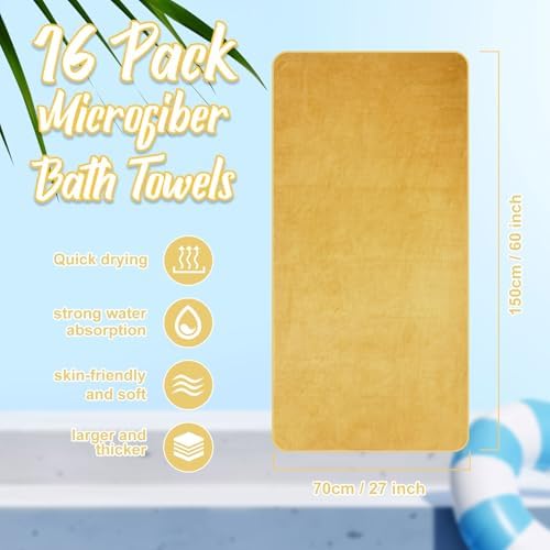 16 Pack Microfiber Bath Towels - Soft Absorbent Extra Large