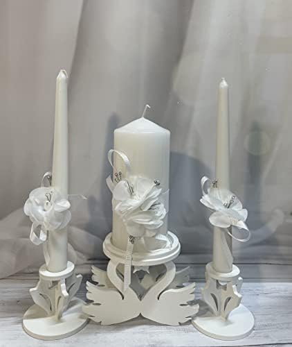 Magik Life Unity Candle Set - White Wedding Unity Candles
