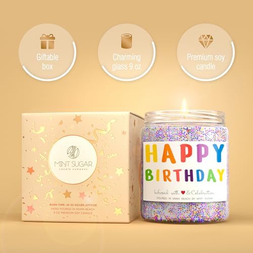 Happy Birthday Candle - Vanilla Cake Scent 9oz Made in USA