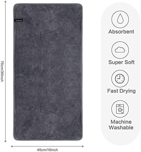KinHwa Microfiber Towels 4 Pack Gray 16x30inch