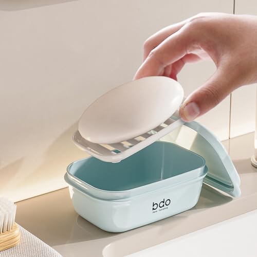 EUBUY Leakproof Travel Soap Holder with Lid and Drainage Tray